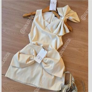 NWT ZARA SATIN EFFECT BOW BODYSUIT